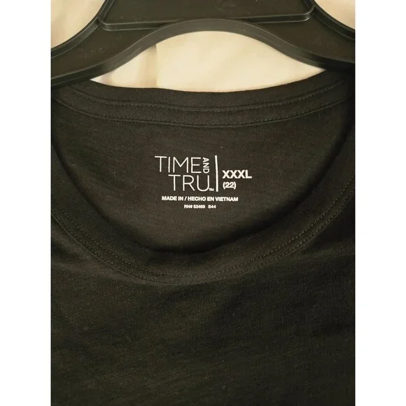 NWT Time and Tru Women’s Slub Jersey Crewneck Tee Size XXXL (22) - Black - Picture 3 of 5